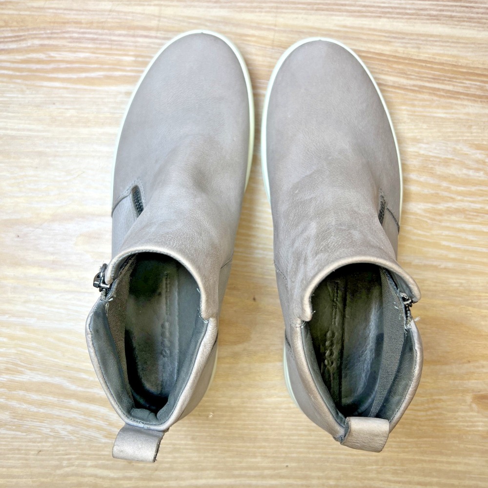 ECCO Soft 7 Womens 40 9 Nubuck Leather Zip Ankle Boots Grey Comfort Minimalist - Picture 7 of 11